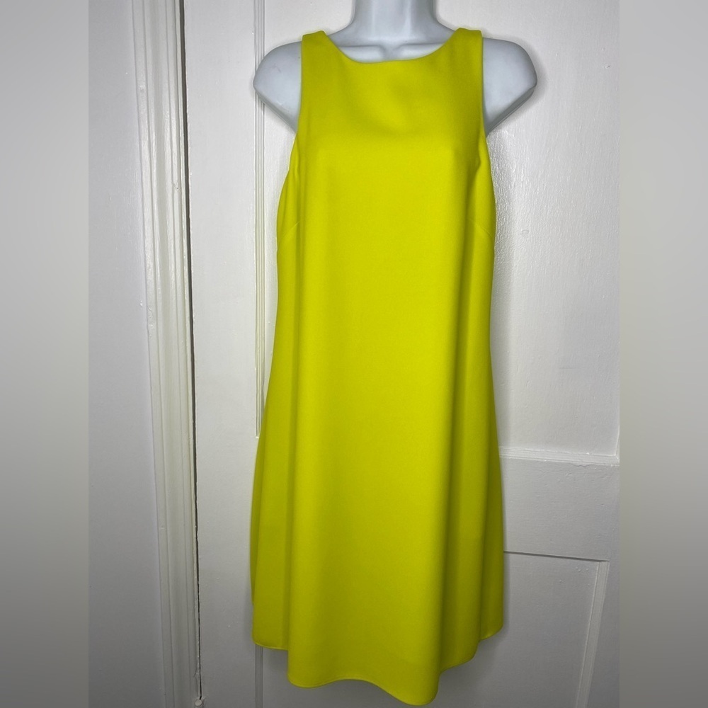 LAUREN RALPH LAUREN Pocket Crepe A-line Acid Green Sleeveless Dress 8